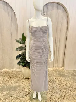 Sir Jacques Gathered Midi Dress In Slate - Size 3 (10/12)