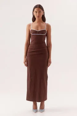 BRITTA DRESS - CHOC/SKY