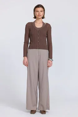 DUALITY KNIT CARDI SET - TRUFFLE