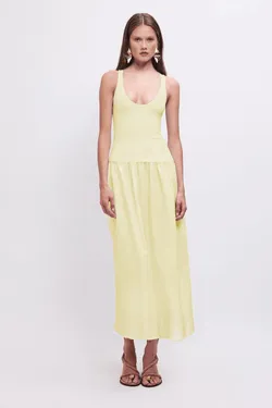 Naples Drop Waist Midi Dress - Butter