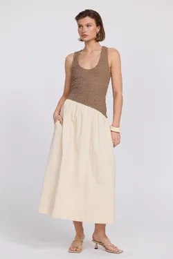 HAVEN DRESS - TAUPE/CREAM