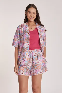 Tallulah Shirt - Hibiscus Print