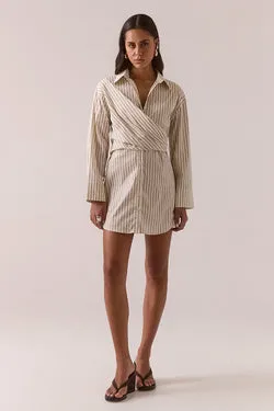 TAVEN SHIRT DRESS - LATTE STRIPE