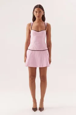 BRITTA MINI DRESS - PEONY/CHOC