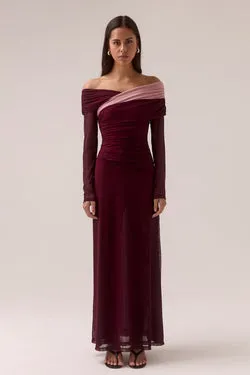 CASCADE MESH DRESS - PLUM