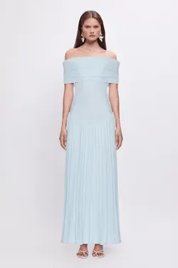 Christy Mesh Sheer Skirt Dress - Sky Blue