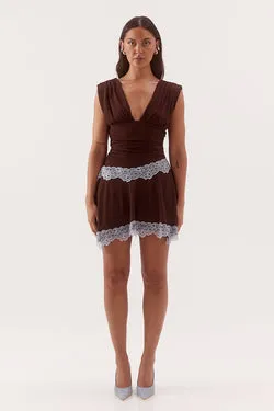 HARLOW MINI DRESS - CHOC/SKY
