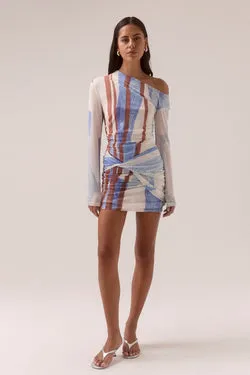 HUNTER MESH MINI DRESS - BLUE SPICE