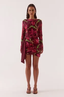 AZALIA LONGSLEEVE MINI DRESS - VINO