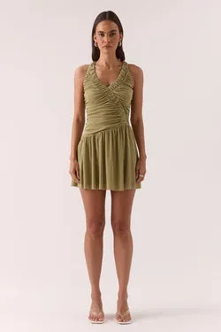 RUA RACER MINI DRESS - SOFT OLIVE