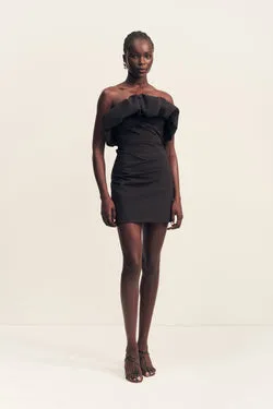 CAMPBELL STRAPLESS BUBBLE MINI DRESS - BLACK