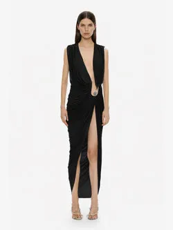 Ripple Crystal Plunge Dress