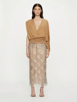Sèpienne Lace Belted Suede Skirt