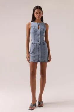 ETCH DENIM MINI DRESS - HERITAGE BLUE