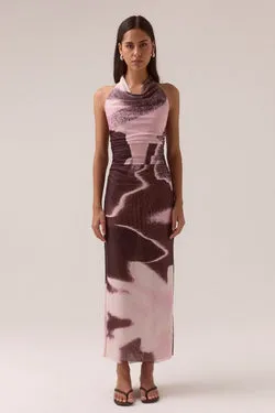 AFTERLIGHT MESH DRESS - RAISIN