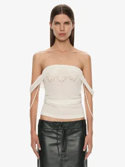 Hibiscus Embroidered Rib Foldover Cami