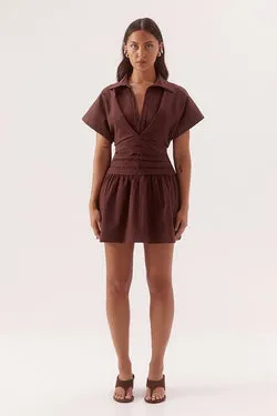 LYRA MINI DRESS - CHOCOLATE