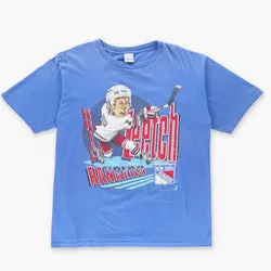 Vintage New York Rangers 1990 Brian Leetch NHL T-Shirt (L-XL)