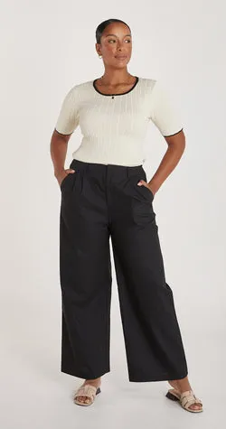 Carrie Linen Blend Pant - Black