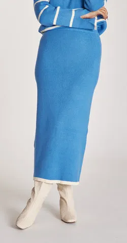 Harriet Ribbed Skirt - Blue Cream