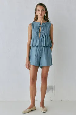 Annika Linen Shorts Lake