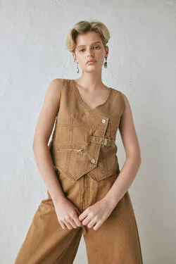 Ali Denim Vest Tan
