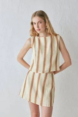 Ama Linen Mini Skirt Stripe