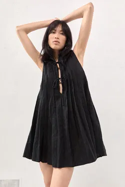 Valeria Linen Mini Dress Black