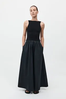 Bateau Cut Out Dress - Black