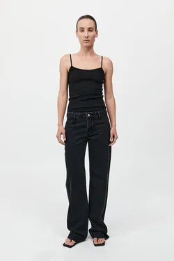 90s Low Rise Jeans - Washed Black