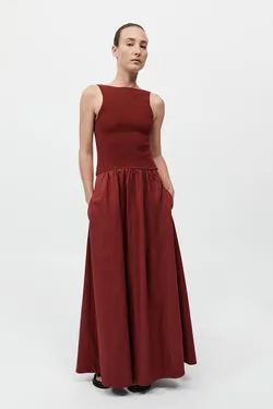 Bateau Cut Out Dress - Berry