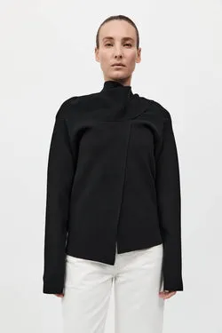 Milano Knit Scarf Jumper - Black