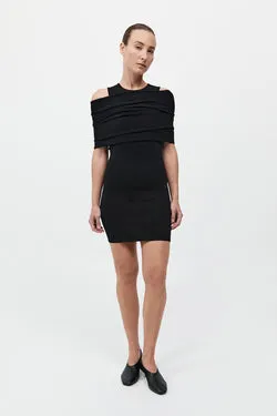 Detachable Layer Knit Dress - Black