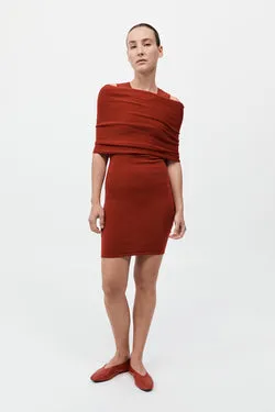 Detachable Layer Knit Dress - Rosso