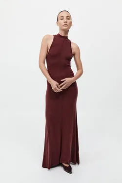 Racer Back Jersey Maxi Dress - Currant