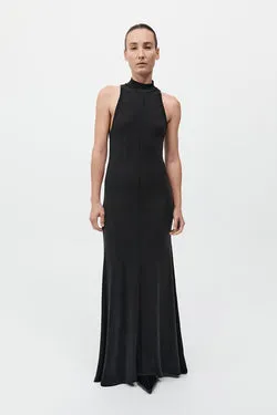Racer Back Jersey Maxi Dress - Black