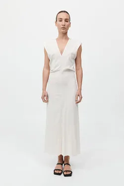 Plunge Drape Dress - Off White