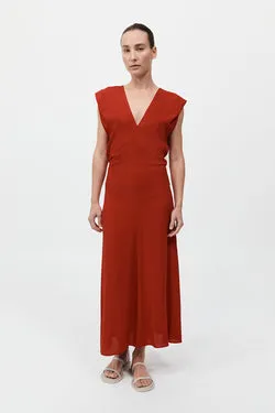 Plunge Drape Dress - Rosso