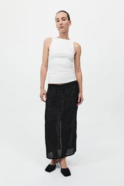 Feathered Silk Skirt - Black