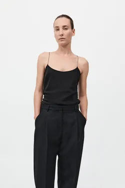 Fine Chain Silk Cami - Black