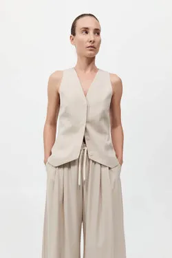 Pinstripe Wool Vest - Latte