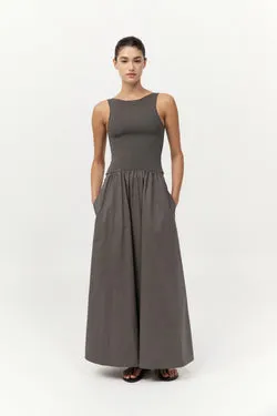 Bateau Cut Out Dress - Khaki