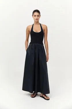 Halter Gathered Dress - Black