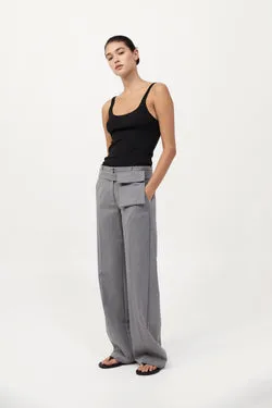 Carter Pocket Belt Pants - Grey Pinstripe