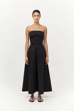 Sculpted Cotton Strapless Dress - Black