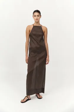 Transparent Column Dress - Black Olive
