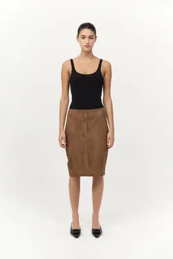 Suede Pencil Skirt - Toffee