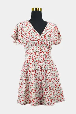 Alive Girl Pink, Red, Green Floral Mini Dress