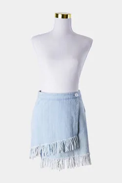 CANDIDATE Blue Denim Fringed Skirt