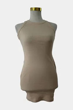 THANNE Beige Eliza Ribbed Mini Dress